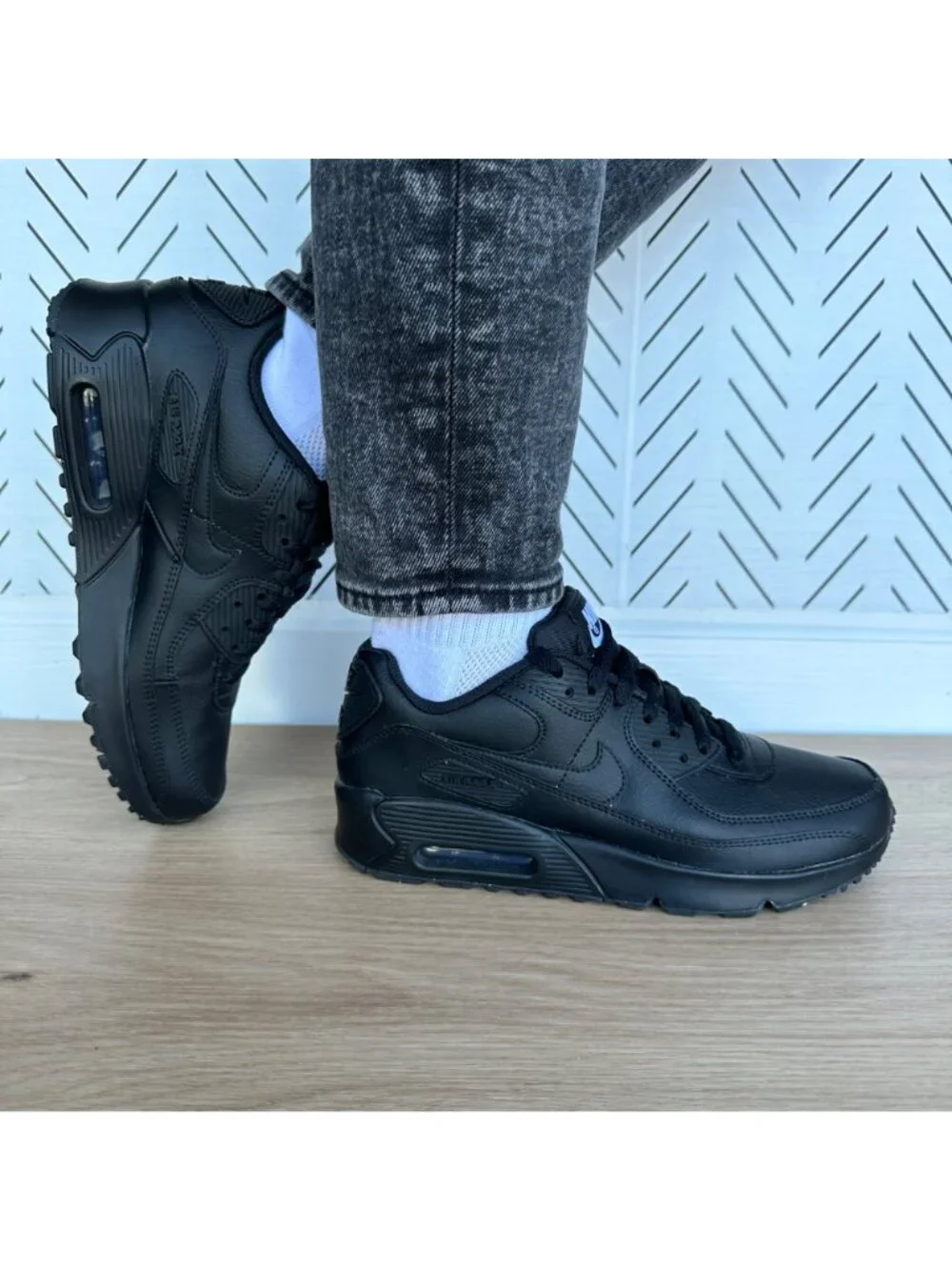 ⭐Nike Air Max 90 Recraft Sz 5Y Big Kids Running Shoes Sneakers Black CD6864-001⭐